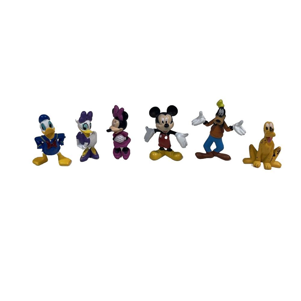 Disney Figures Mickey Minnie Donald Daisy Pluto Toy Cake Topper Lot Collectible